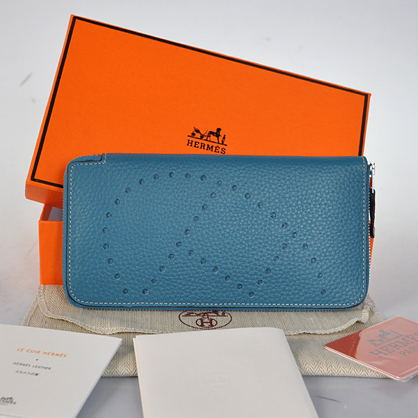 A808 Hermes Evelyn pelle Portafoglio clemence in Medium Blue